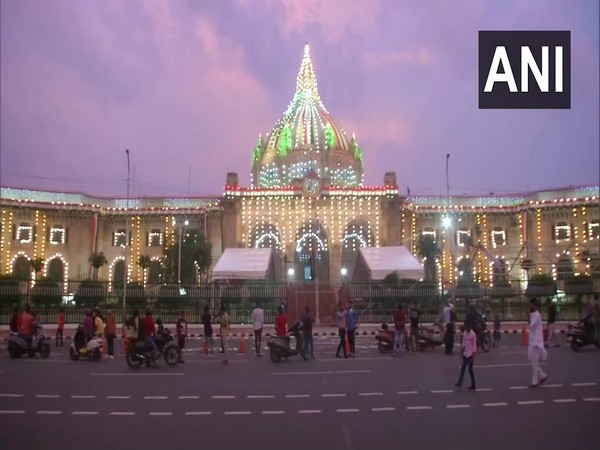 UP Vidhan Bhawan illuminated for Independence Day celebrations. (Photo/ANI)