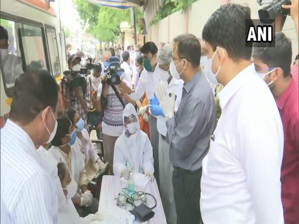Lav Agarwal, Joint Secretary, Ministry of Health and Family Welfare visits Ghatlodia area, Gujarat  on Friday. (Photo/ANI)