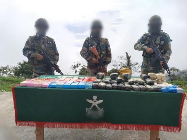 Drugs worth Rs 6.4 crore seized by Assam Rifles in Assam. [Photo/ANI]