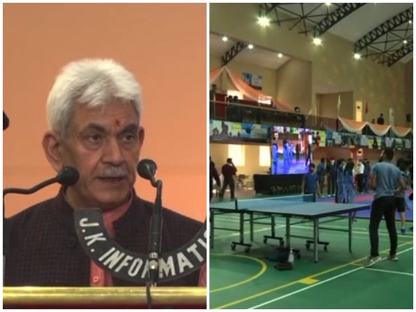 Jammu and Kashmir Lieutenant Governor, Manoj Sinha inaugurated a multi-sports indoor complex in Srinagar on Saturday (Photo/ANI)