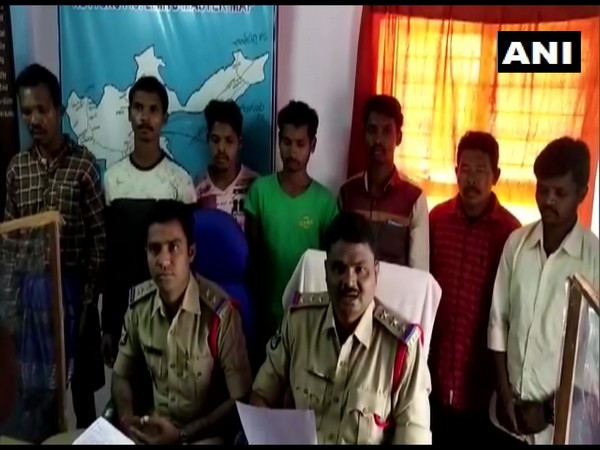 7 alleged Maoists of Andhra-Odisha (AOB) border division surrendered before police in Visakhapatnam on Sunday (Photo/ANI)