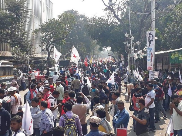 A visual from march to Nabana protest in Kolkata on February 11 by DYFI-SFI workers. (File photo/ANI)