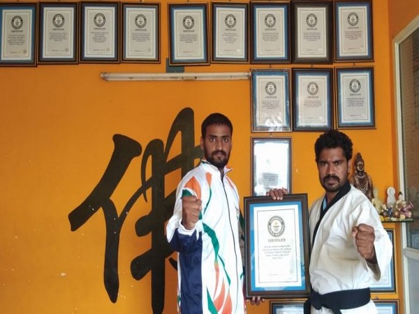 Martial arts master P Prabhakar Reddy (Right) and his student Boyilla Rakesh.