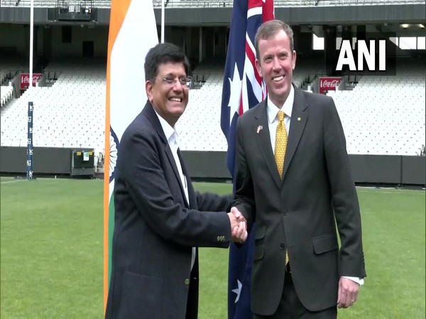 Union Commerce Minister Piyush Goyal with Australian Trade Minister Dan Tehan at Melbourne Cricket Ground.