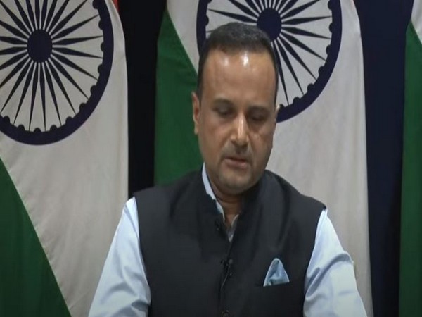 MEA spokesperson Anurag Srivastava speaking at a weekly press briefing on Thursday. Photo/ANI