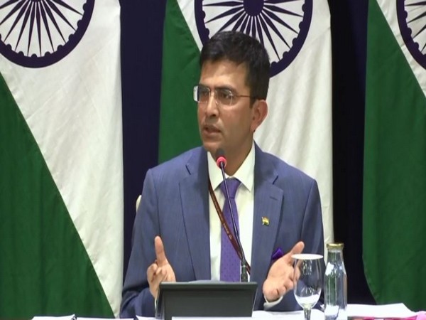 MEA spokesperson Raveesh Kumar speaking during a weekly briefing in New Delhi on Thursday.
