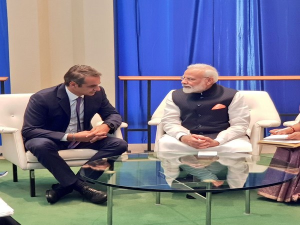Prime Minister Narendra Modi and his Greek counterpart Kyriakos Mitsotakis in New York on Friday. (Photo Credits: MEA Twitter)