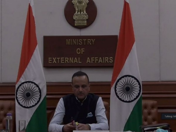 Ministry of External Affairs Spokesperson Anurag Srivastava speaking during a video press conference on Thursday. Photo/ANI