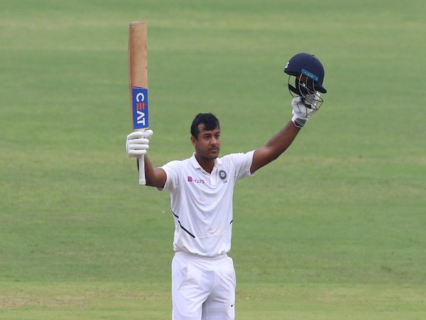 Mayank Agarwal celebrates after smashing a century (Credit: BCCI's Twitter)