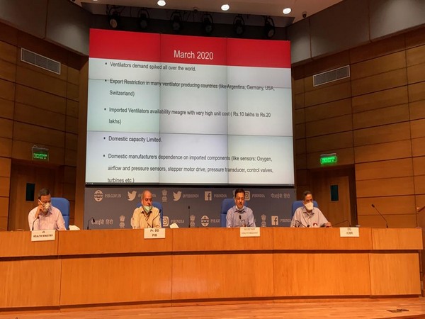 Rajesh Bhushan, Secretary, Ministry of Health along with  other official addressing a press confernece in New Delhi on Tuesday. (Photo/ANI)