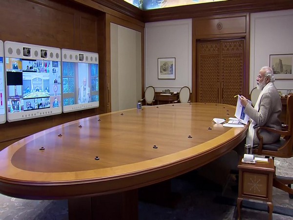 Prime Minister Narendra Modi chairs a meeting to review the COVID-19 situation in the country (Photo/ANI)