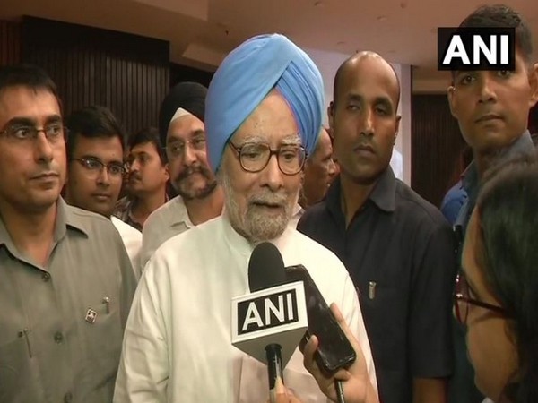 Former Prime Minister Dr Manmohan Singh while talking to reporters in New Delhi on Monday. Photo/ANI