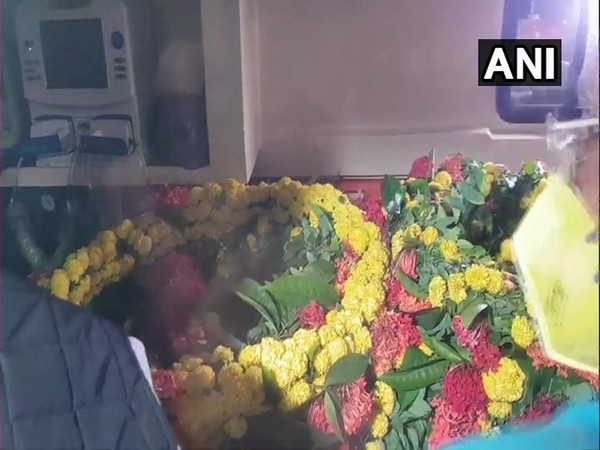 The mortal remains of senior Congress leader Ahmed Patel. (Photo/ANI)