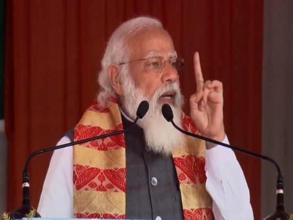 Prime Minister Narendra Modi speaking during public meeting in Assam on Sunday. 