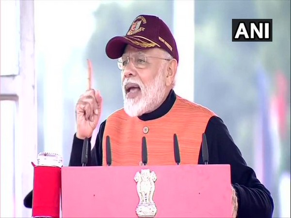 Prime Minister Narendra Modi speaking at National Cadet Corps rally in Delhi on Tuesday. Photo/ANI