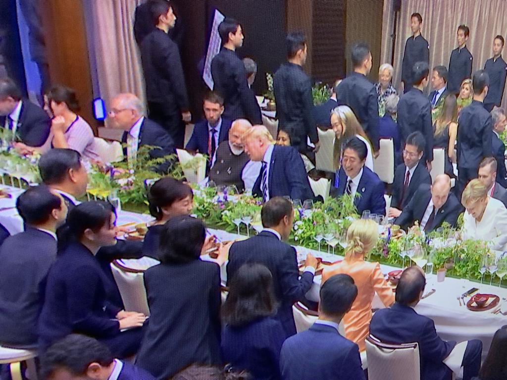 Prime Minister Narendra Modi engaged in a conversation with US President Donald Trump at informal dinner during G20 summit on Friday. 