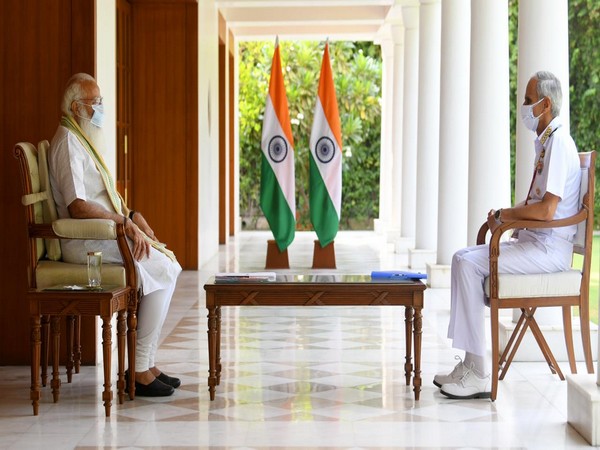 Visual of the meeting between PM Modi and Chief of Naval Staff, Admiral Karambir Singh (Photo/PIB)