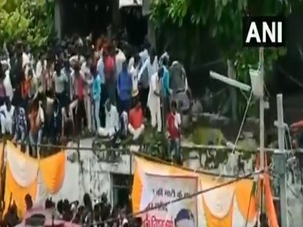 Roof collapsed in Rajgarh, MP with people witnessing final rites of a soldier on Wednesday. (Photo/ANI)
