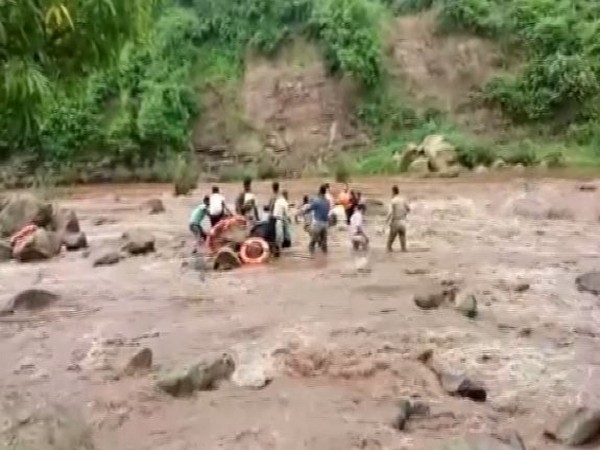 Two girls were rescued after they got stuck in Pench river in Madhya Pradesh on Thursday. Photo/ANI