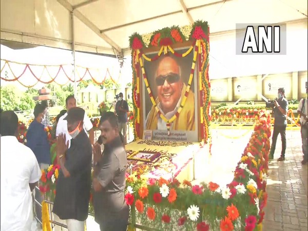 Visual from the M. Karunanidhi's memorial in Chennai (Photo/ANI) 