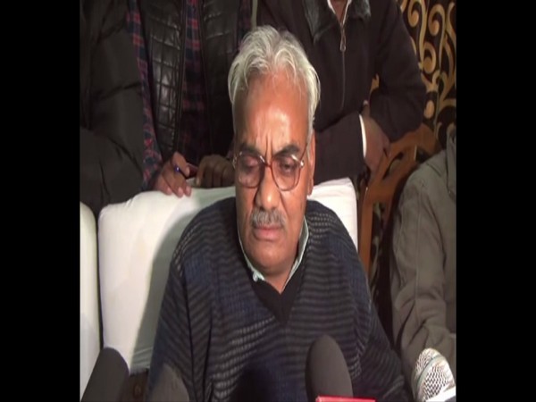 BJP leader Madan Dilawar speaking to reporters on Tuesday.