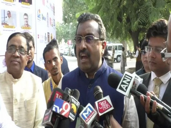 BJP leader Ram Madhav speaking to reporters in Vadodara on Saturday. Photo/ANI