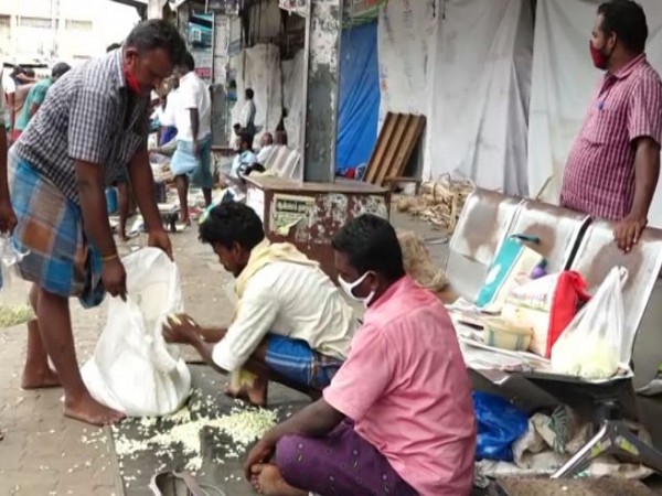 A scene at the Madurai flower market. Photo/ANI