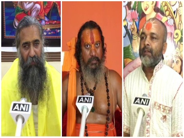 Mahant Dinendra Das (Left), Kalki Ram Das Maharaj (Centre) and Mahant Paramhansh Acharya speaking to ANI in Ayodhya. (Photo/ANI)