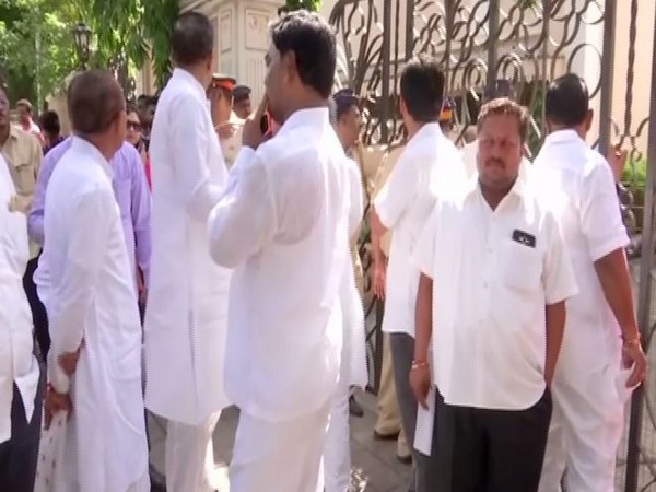 MLAs seen outside Sahyadri guest house on Wednesday. Photo/ANI