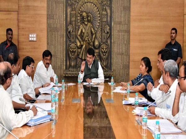 Maharashtra Chief Minister Devendra Fadnavis holds meeting with cabinet at Vidya Bhawan in Maharashtra on Friday. Photo/ANI