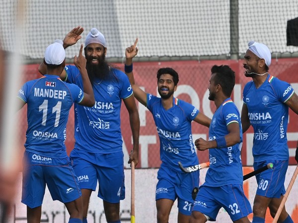 Indian team celebrating after scoring a goal against Belgium. (Photo - HI Media)