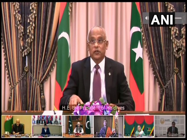 Maldives President Ibrahim Mohamed Solih during the SAARC nations' video conference on COVID-19 on Sunday. Photo/ANI