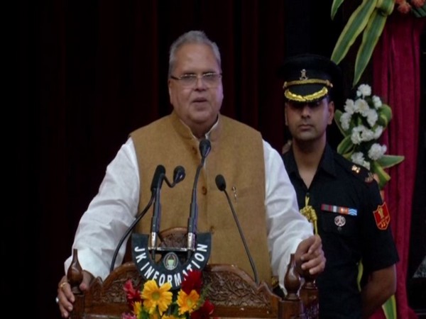 Jammu and Kashmir Governor Satya Pal Malik speaking at an event in Jammu and Kashmir. Photo/ANI
