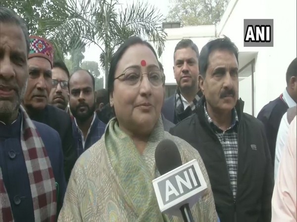 Mallika Nadda, Jagat Prakash Nadda's wife speaking to ANI on Monday Photo/ANI