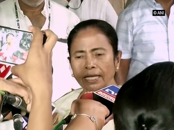 West Bengal chief minister Mamata Banerjee after casting her vote at a polling booth in Kolkata