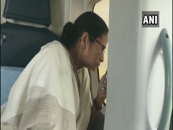 West Bengal Chief Minister Mamata Banerjee undertakes aerial survey in South 24 Parganas district on Monday.