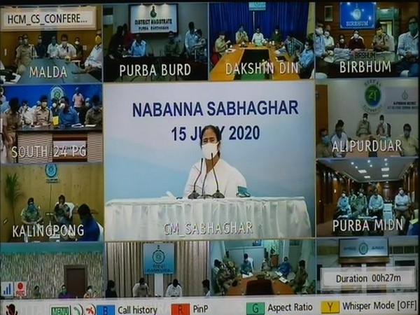 West Bengal CM Mamata Banerjee speaking at the meeting held on Wednesday. Photo/ANI