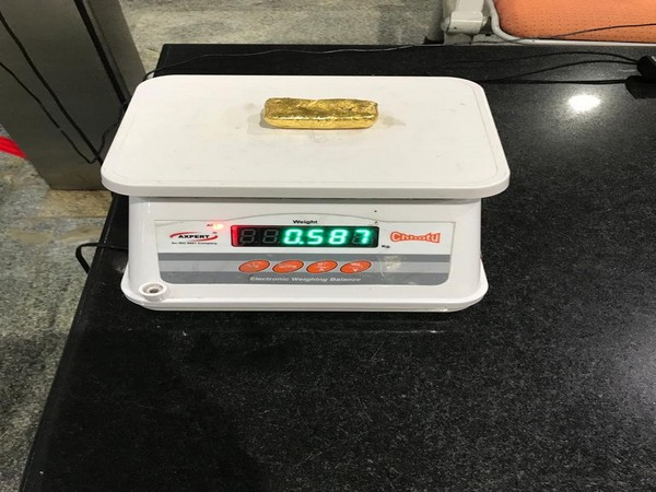 Gold weighing 0.587 kg of 24k purity valued at Rs 30 lakhs was seized by Customs. Photo/ANI