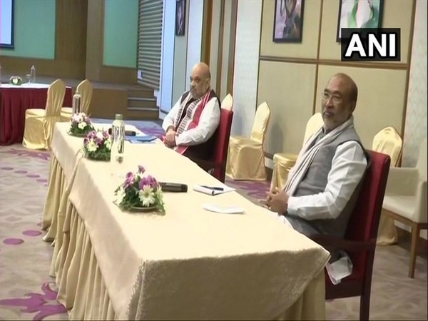 Home Minister Amit Shah and Manipur Chief Minister N Biren Singh interact with Civil Society Organisation leaders (Photo ANI)