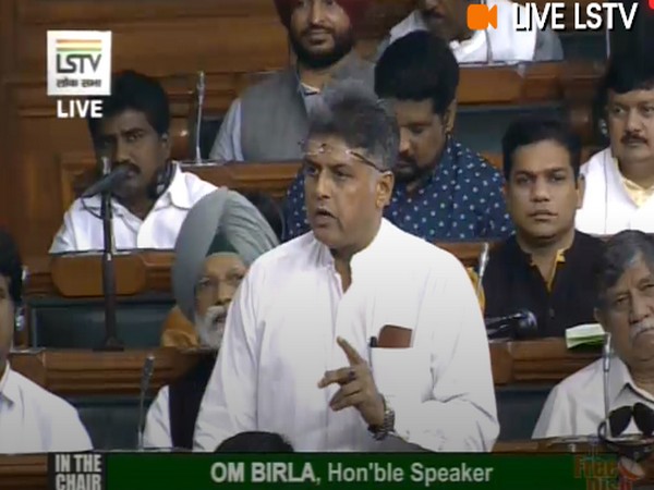 Congress MP Manish Tewari speaking in the Lok Sabha on Thursday. (Photo Credits: LSTV)