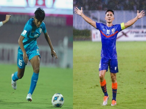 Manisha Kalyan and Sunil Chhetri. (Photo- AIFF)