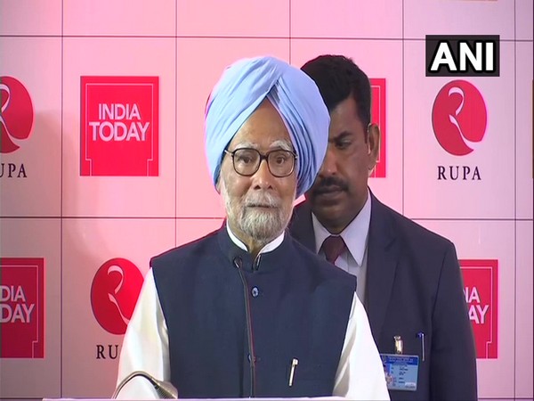 Former Prime Minister Manmohan Singh speaking at a book launch event on Wednesday. Photo/ANI