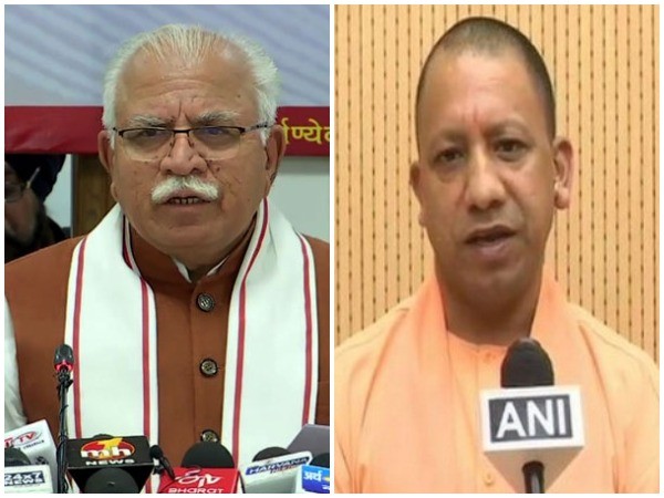 Haryana Chief Minister Manohar Lal Khattar (left) Uttar Pradesh Chief Minister Yogi Adityanath (right)