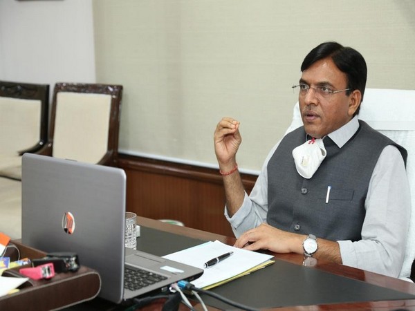 Union Minister Mansukh Mandaviya holding discussions with seafarers unions and Shipping Lines Co via video conferencing.