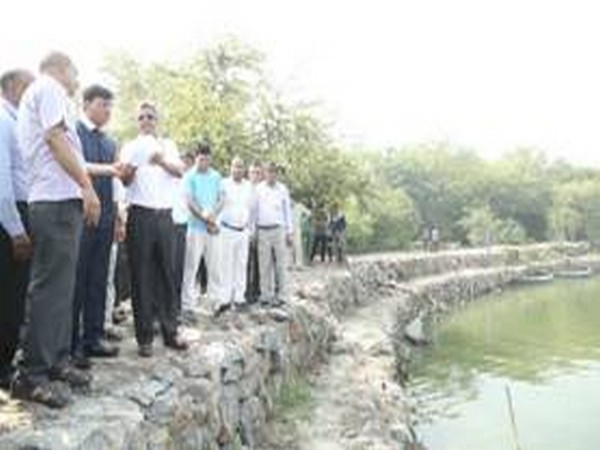 Visuals of Sonia Vihar site during Minister of State for Shipping, Mansukh Mandaviya's inspection on Wednesday. (Photo: PIB)