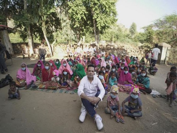 Manu Jagmohan Singh, Secretary General, NRI Institute with the people of tribal belt