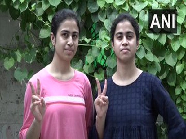 Manya and Mansi Singh at their residence in Greater Noida on Wednesday.