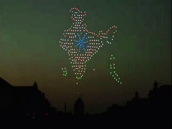 Drone show during Beating Retreat ceremony (Photo/ANI)