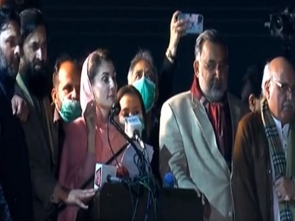 Maryam Nawaz speaking at the rally in Bahawalpur on Sunday. 