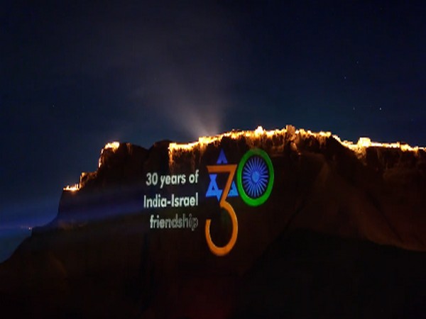 Masada Fortress lights up celebrating 30 years of full diplomatic relations between India and Israel. (Twitter/Naor Gilon)